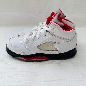 Jordan White and Red Classic Sneakers